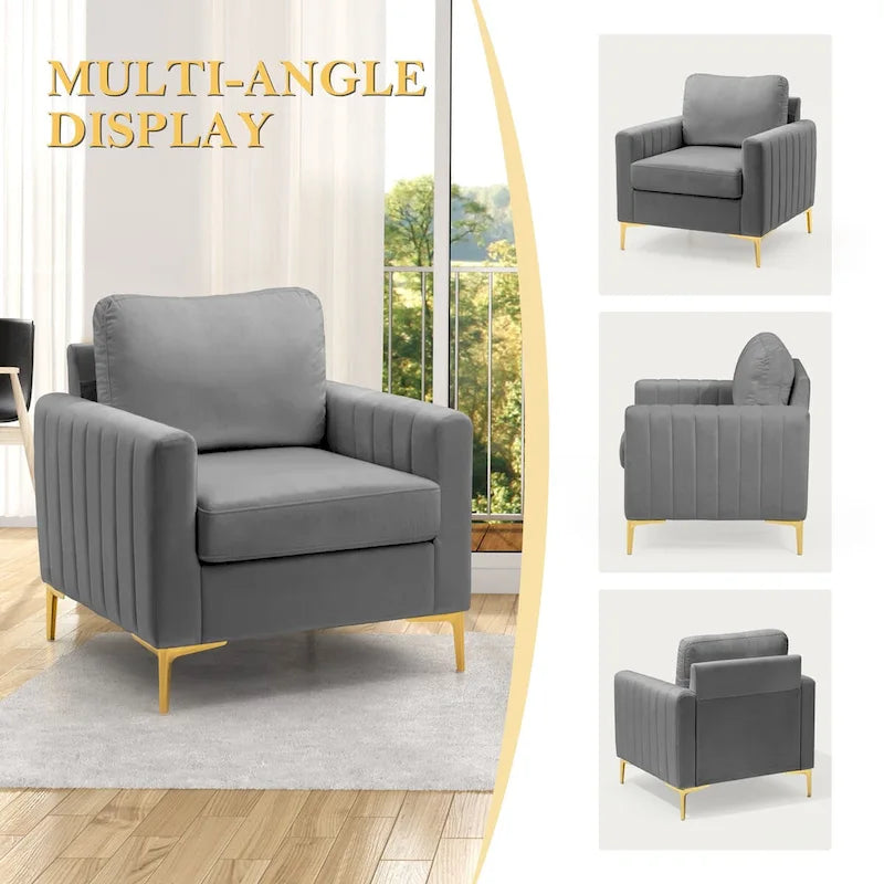 Sillón club tapizado, silla auxiliar, sillón de terciopelo, sofá cómodo - Ver imagen