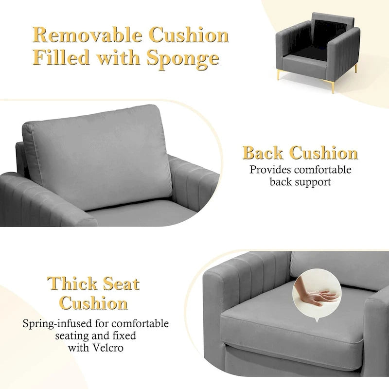 Sillón club tapizado, silla auxiliar, sillón de terciopelo, sofá cómodo - Ver imagen