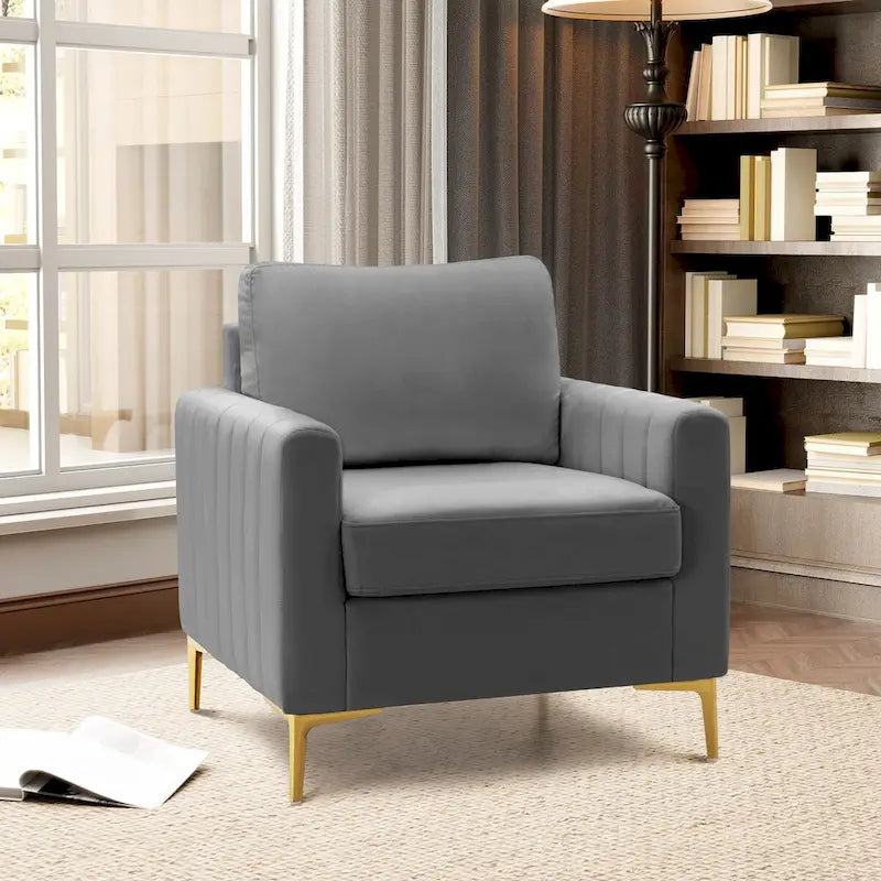 Sillón club tapizado, silla auxiliar, sillón de terciopelo, sofá cómodo - Ver imagen