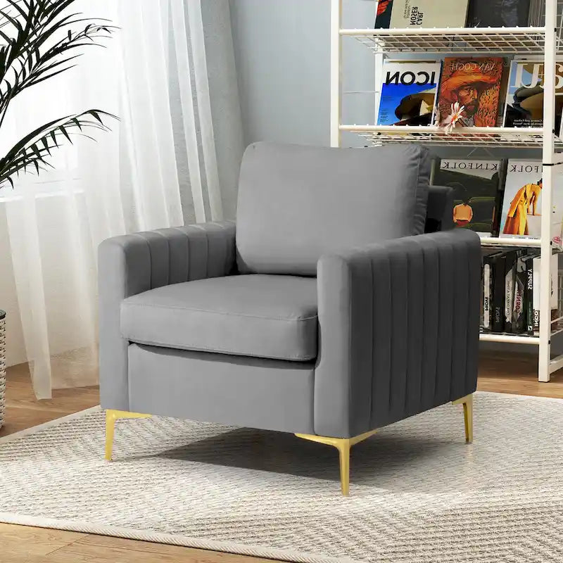 Sillón club tapizado, silla auxiliar, sillón de terciopelo, sofá cómodo - Ver imagen