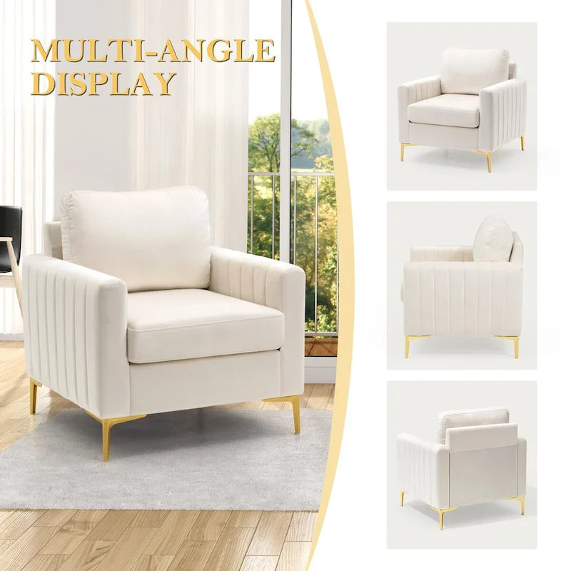 Sillón club tapizado, silla auxiliar, sillón de terciopelo, sofá cómodo - Ver imagen