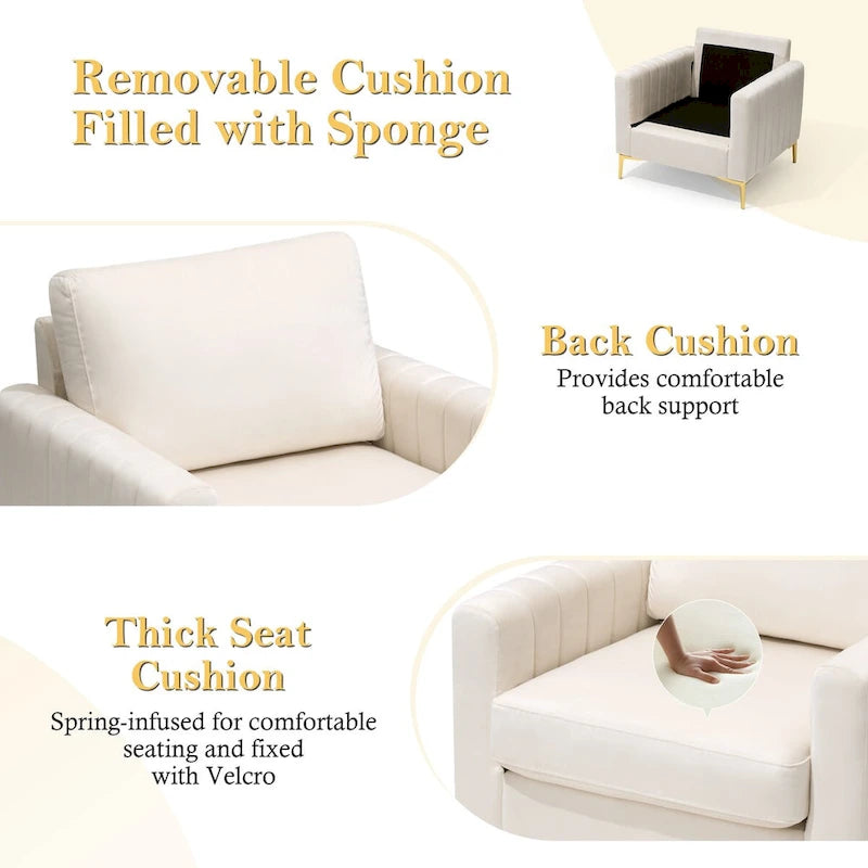Sillón club tapizado, silla auxiliar, sillón de terciopelo, sofá cómodo - Ver imagen