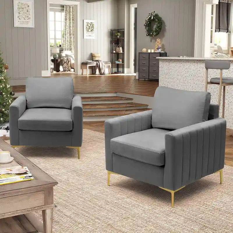 Sillón club tapizado, silla auxiliar, sillón de terciopelo, sofá cómodo - Ver imagen