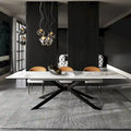 110.24 Mesa de comedor rectangular extensible de piedra sinterizada - 78.74 a 110.24