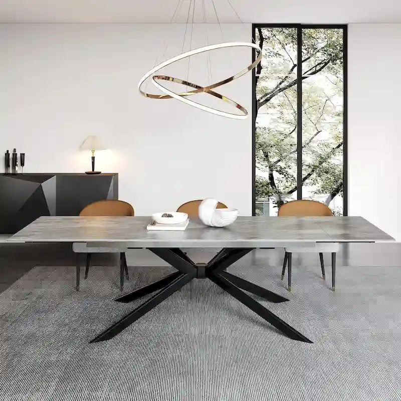 110.24 Mesa de comedor rectangular extensible de piedra sinterizada - 78.74 a 110.24