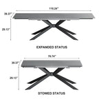 110.24 Mesa de comedor rectangular extensible de piedra sinterizada - 78.74 a 110.24