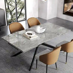 110.24 Mesa de comedor rectangular extensible de piedra sinterizada - 78.74 a 110.24