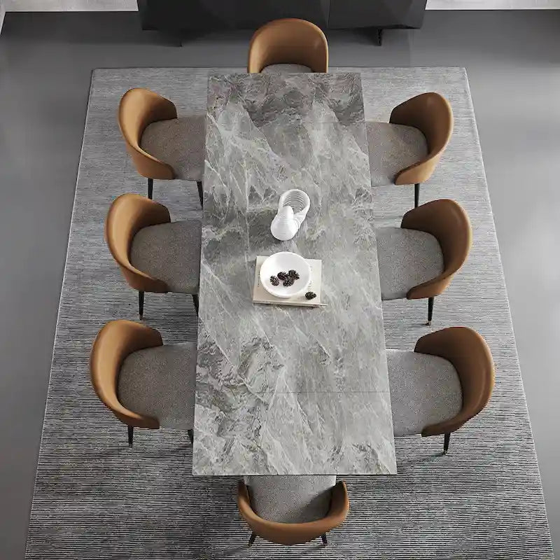 110.24 Mesa de comedor rectangular extensible de piedra sinterizada - 78.74 a 110.24