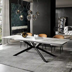 110.24 Mesa de comedor rectangular extensible de piedra sinterizada - 78.74 a 110.24