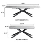 110.24 Mesa de comedor rectangular extensible de piedra sinterizada - 78.74 a 110.24