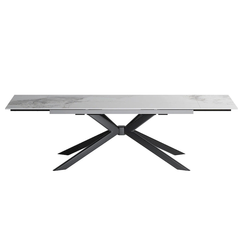110.24 Mesa de comedor rectangular extensible de piedra sinterizada - 78.74 a 110.24