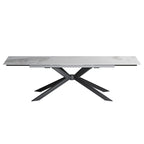 110.24 Mesa de comedor rectangular extensible de piedra sinterizada - 78.74 a 110.24
