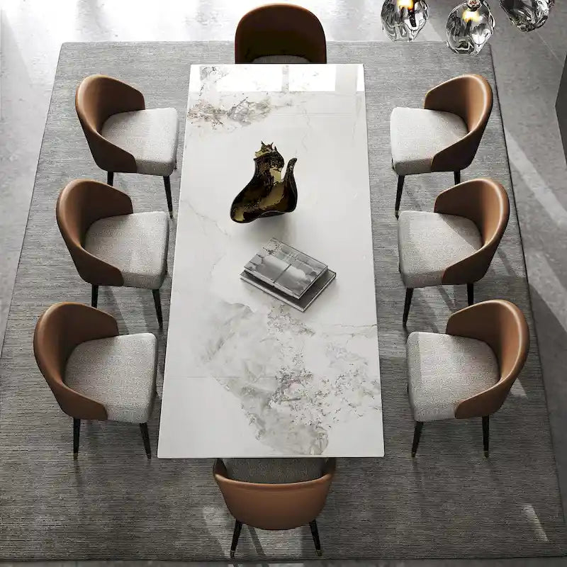 110.24 Mesa de comedor rectangular extensible de piedra sinterizada - 78.74 a 110.24