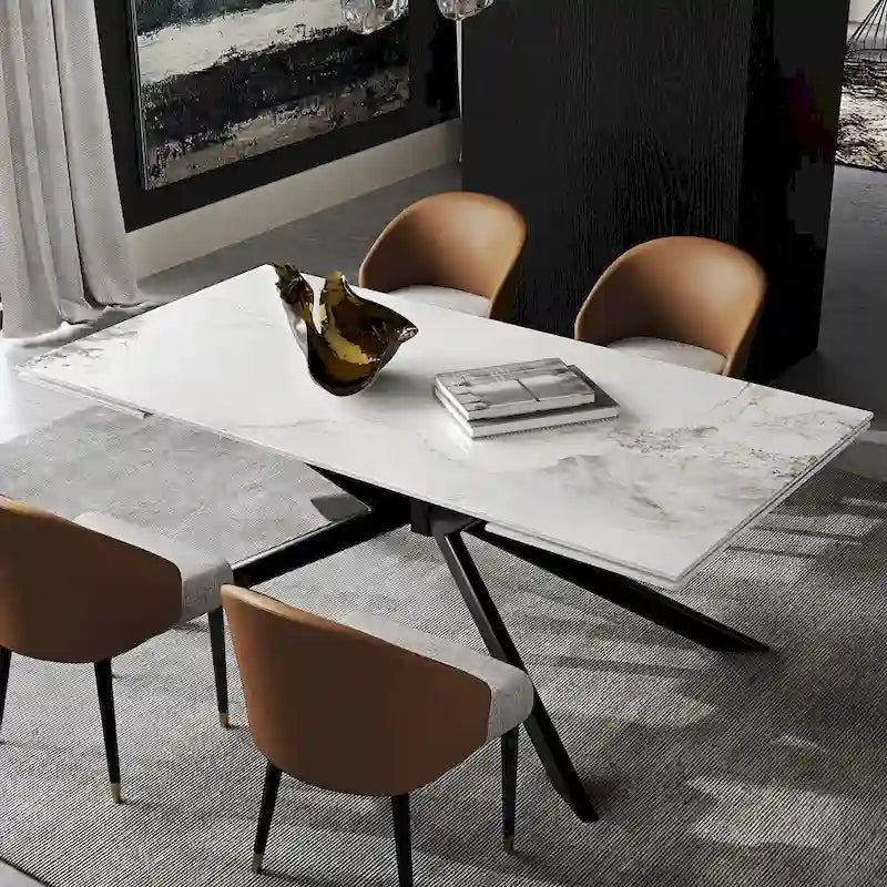 110.24 Mesa de comedor rectangular extensible de piedra sinterizada - 78.74 a 110.24
