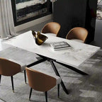 110.24 Mesa de comedor rectangular extensible de piedra sinterizada - 78.74 a 110.24