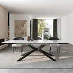 110.24 Mesa de comedor rectangular extensible de piedra sinterizada - 78.74 a 110.24