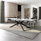110.24 Mesa de comedor rectangular extensible de piedra sinterizada - 78.74 a 110.24