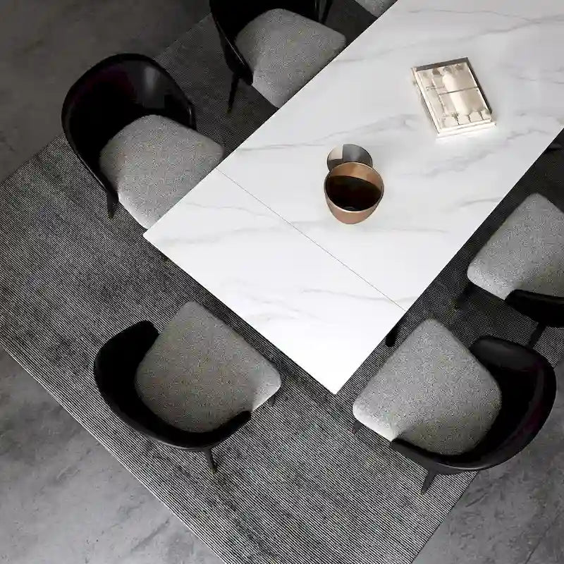 110.24 Mesa de comedor rectangular extensible de piedra sinterizada - 78.74 a 110.24