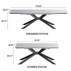 110.24 Mesa de comedor rectangular extensible de piedra sinterizada - 78.74 a 110.24