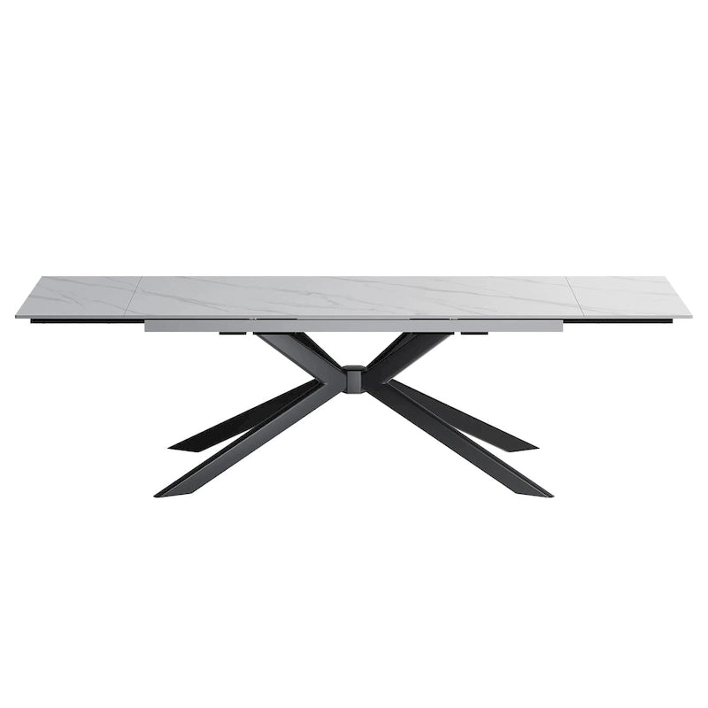 110.24 Mesa de comedor rectangular extensible de piedra sinterizada - 78.74 a 110.24