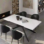 110.24 Mesa de comedor rectangular extensible de piedra sinterizada - 78.74 a 110.24