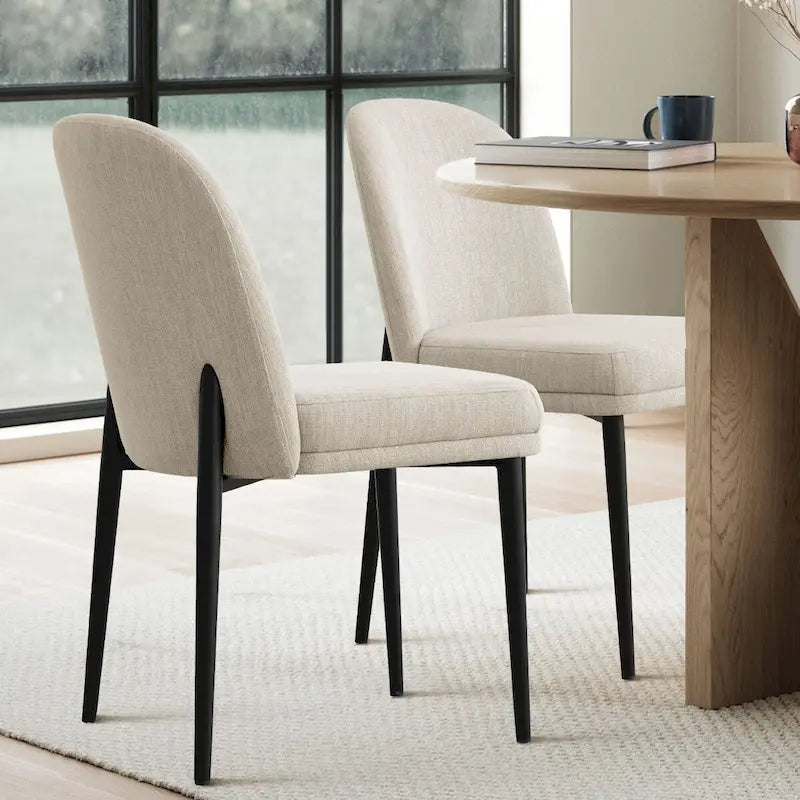 Silla de comedor tapizada en lino (juego de 2)