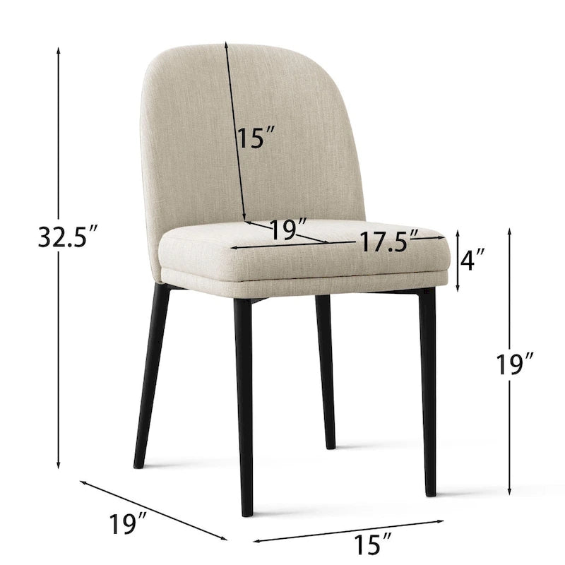 Silla de comedor tapizada en lino (juego de 2)