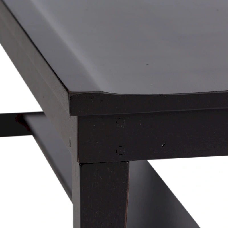 Juego de mesa rectangular de 6 piezas, tabaco y negro
