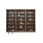 Pared de estantería de 8 pies de altura con escalera, organizador de almacenamiento, estante de exhibición para oficina, marrón - 120W x 94H x 15D