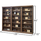 Pared de estantería de 8 pies de altura con escalera, organizador de almacenamiento, estante de exhibición para oficina, marrón - 120W x 94H x 15D
