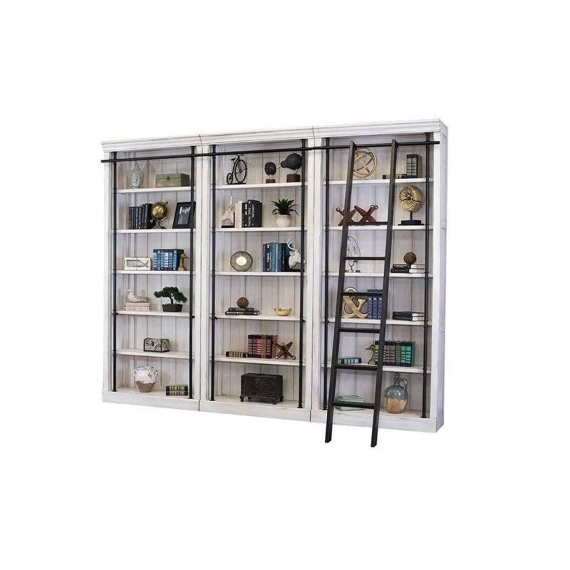 Pared de estantería de 8 pies de altura con escalera, organizador de almacenamiento, estante de exhibición para oficina, marrón - 120W x 94H x 15D