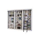 Pared de estantería de 8 pies de altura con escalera, organizador de almacenamiento, estante de exhibición para oficina, marrón - 120W x 94H x 15D