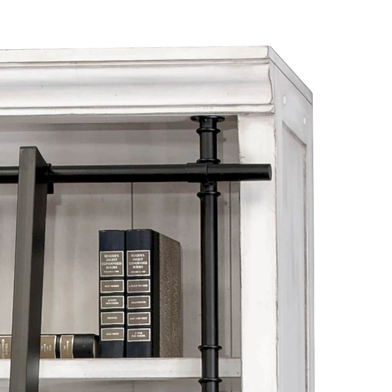 Pared de estantería de 8 pies de altura con escalera, organizador de almacenamiento, estante de exhibición para oficina, marrón - 120W x 94H x 15D