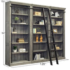 Pared de estantería de 8 pies de altura con escalera, organizador de almacenamiento, estante de exhibición para oficina, marrón - 120W x 94H x 15D