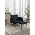 Sillón Acentual de Terciopelo con Reposabrazos y Respaldo Ajustables, Sillón Tapizado con Botones, Sillón Reclinable Individual con Otomana