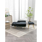 Sillón Acentual de Terciopelo con Reposabrazos y Respaldo Ajustables, Sillón Tapizado con Botones, Sillón Reclinable Individual con Otomana