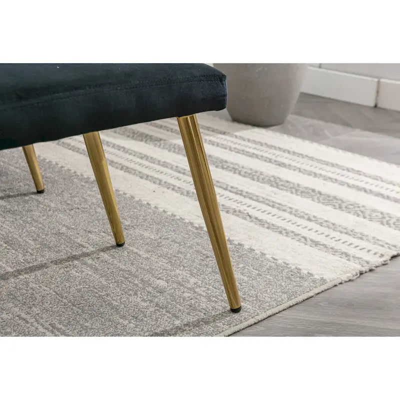 Sillón Acentual de Terciopelo con Reposabrazos y Respaldo Ajustables, Sillón Tapizado con Botones, Sillón Reclinable Individual con Otomana