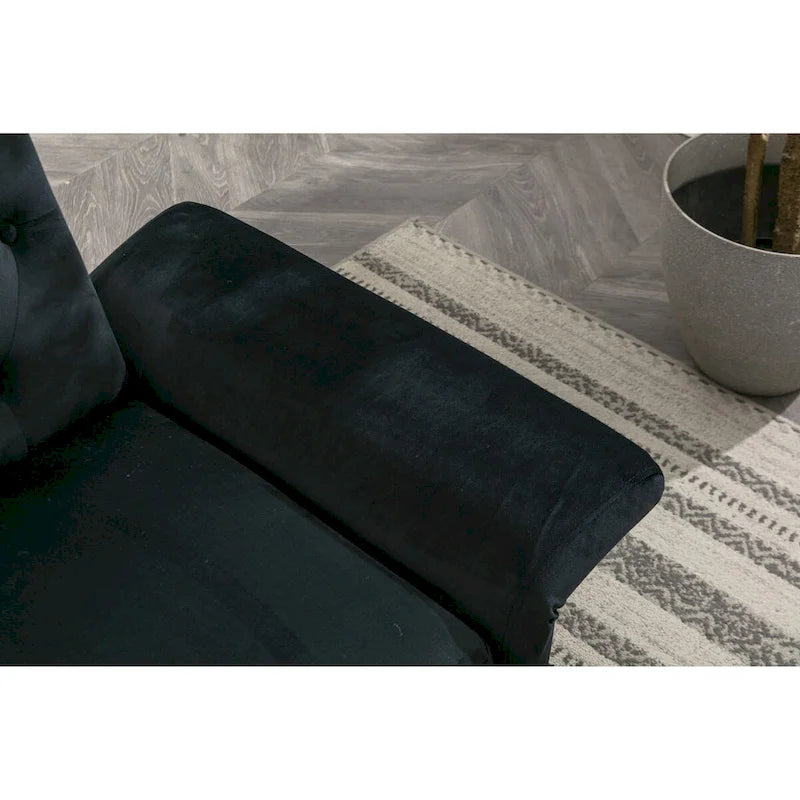 Sillón Acentual de Terciopelo con Reposabrazos y Respaldo Ajustables, Sillón Tapizado con Botones, Sillón Reclinable Individual con Otomana