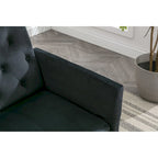 Sillón Acentual de Terciopelo con Reposabrazos y Respaldo Ajustables, Sillón Tapizado con Botones, Sillón Reclinable Individual con Otomana