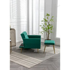 Sillón Acentual de Terciopelo con Reposabrazos y Respaldo Ajustables, Sillón Tapizado con Botones, Sillón Reclinable Individual con Otomana