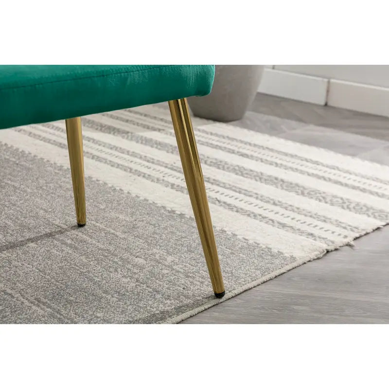 Sillón Acentual de Terciopelo con Reposabrazos y Respaldo Ajustables, Sillón Tapizado con Botones, Sillón Reclinable Individual con Otomana