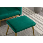 Sillón Acentual de Terciopelo con Reposabrazos y Respaldo Ajustables, Sillón Tapizado con Botones, Sillón Reclinable Individual con Otomana