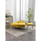 Sillón Acentual de Terciopelo con Reposabrazos y Respaldo Ajustables, Sillón Tapizado con Botones, Sillón Reclinable Individual con Otomana