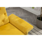 Sillón Acentual de Terciopelo con Reposabrazos y Respaldo Ajustables, Sillón Tapizado con Botones, Sillón Reclinable Individual con Otomana