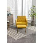Sillón Acentual de Terciopelo con Reposabrazos y Respaldo Ajustables, Sillón Tapizado con Botones, Sillón Reclinable Individual con Otomana