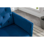 Sillón Acentual de Terciopelo con Reposabrazos y Respaldo Ajustables, Sillón Tapizado con Botones, Sillón Reclinable Individual con Otomana