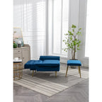 Sillón Acentual de Terciopelo con Reposabrazos y Respaldo Ajustables, Sillón Tapizado con Botones, Sillón Reclinable Individual con Otomana