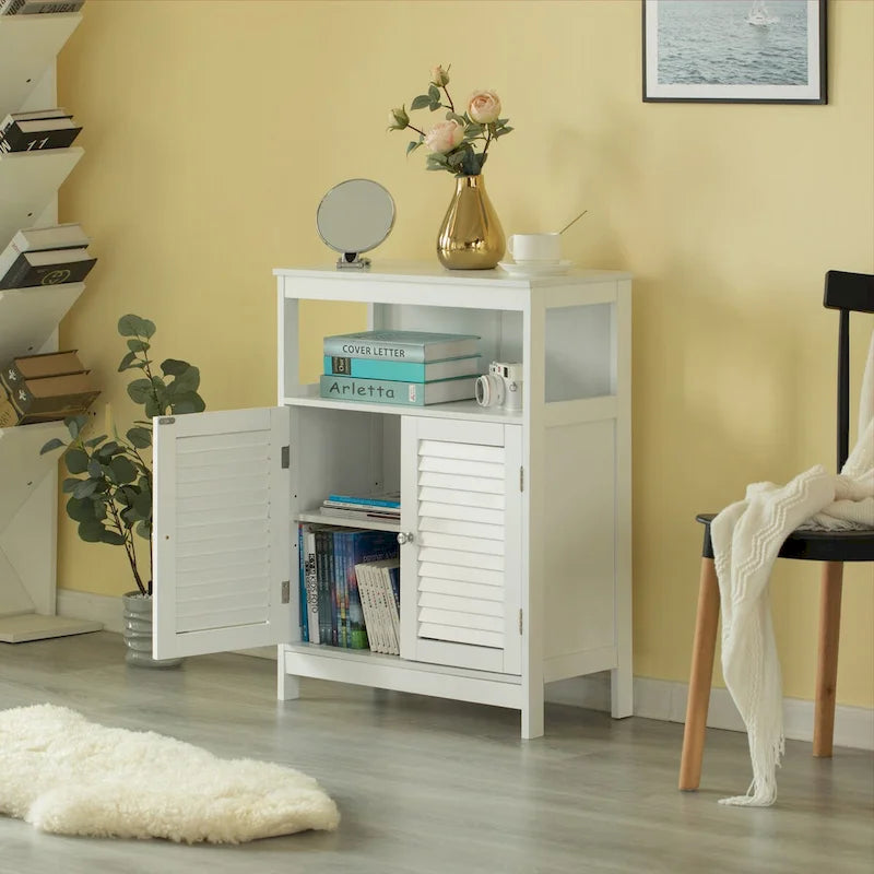 Mueble de lavabo de baño de madera blanca moderno con almacenaje