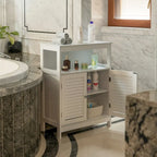 Mueble de lavabo de baño de madera blanca moderno con almacenaje