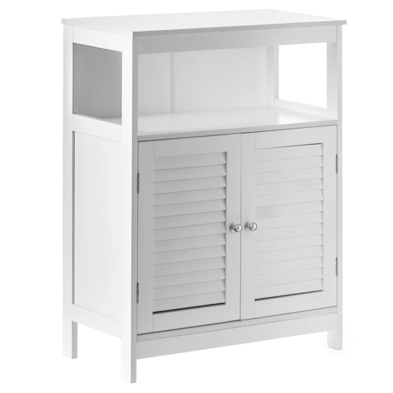 Mueble de lavabo de baño de madera blanca moderno con almacenaje